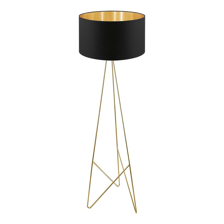 Floor Lamp Gold Base Finish With Black And Gold Shade by Eglo