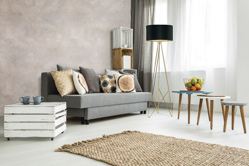 Floor Lamp Gold Base Finish With Black And Gold Shade
