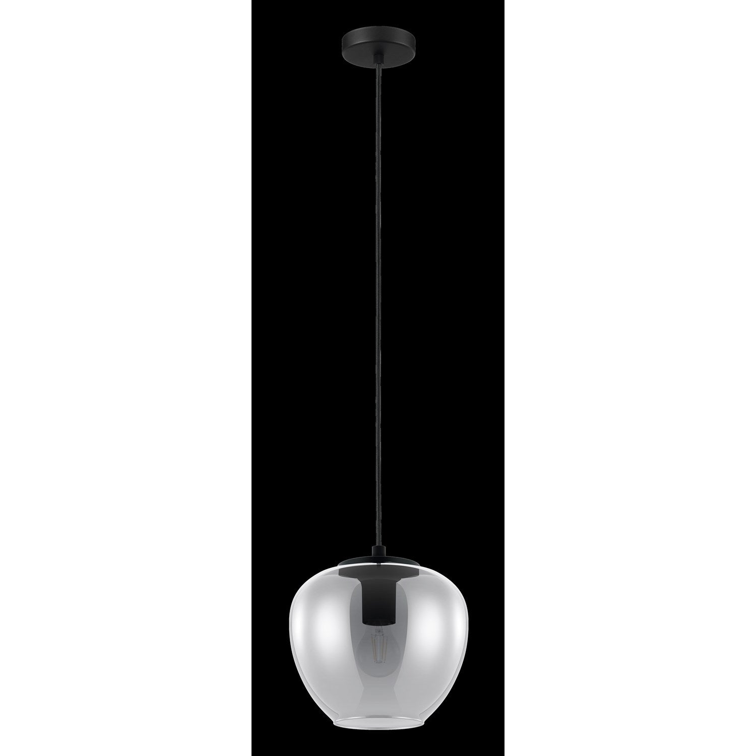 Mini Pendant Black Finish Smoked Glass 40W by Eglo