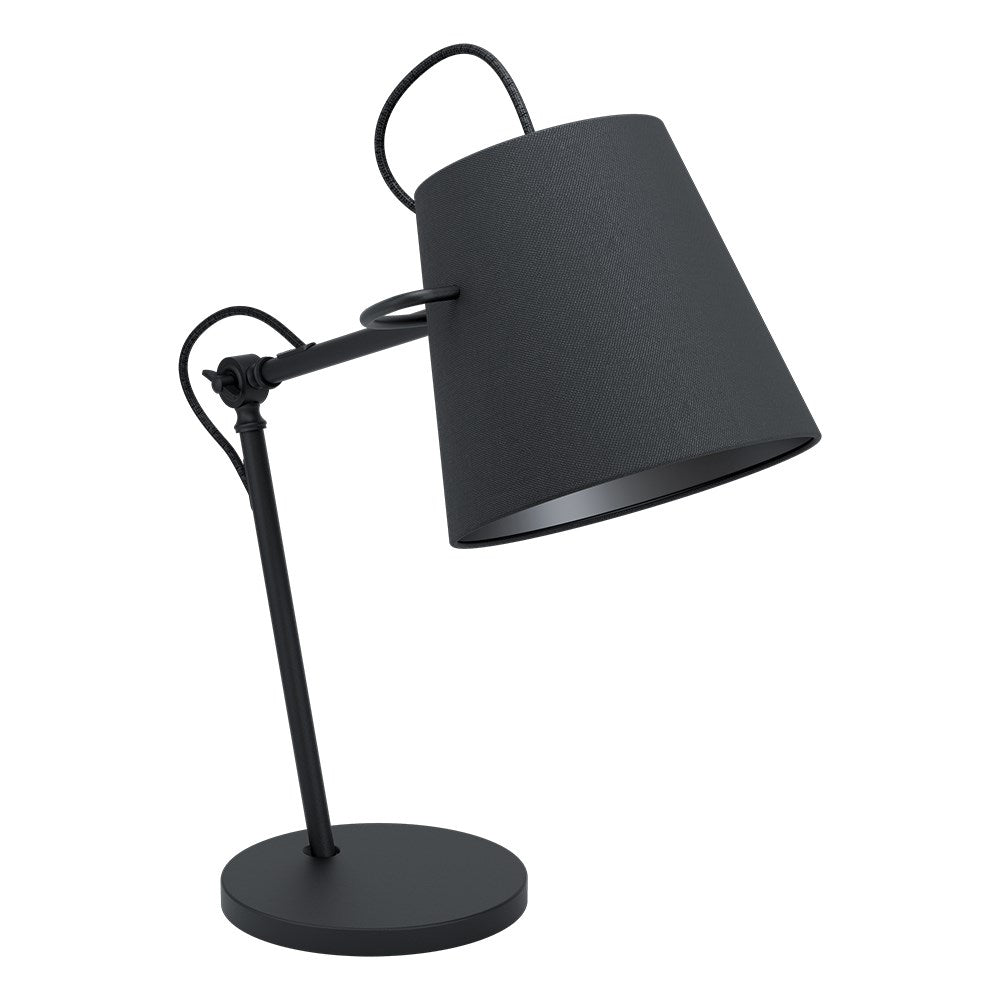 Desk Lamp Black Finish Black Fabric Shade 1-60W by Eglo