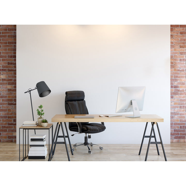 Floor Lamp Black Finish Black Fabric Shade 1-40W