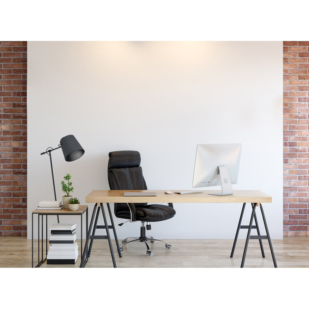 Floor Lamp Black Finish Black Fabric Shade 1-40W