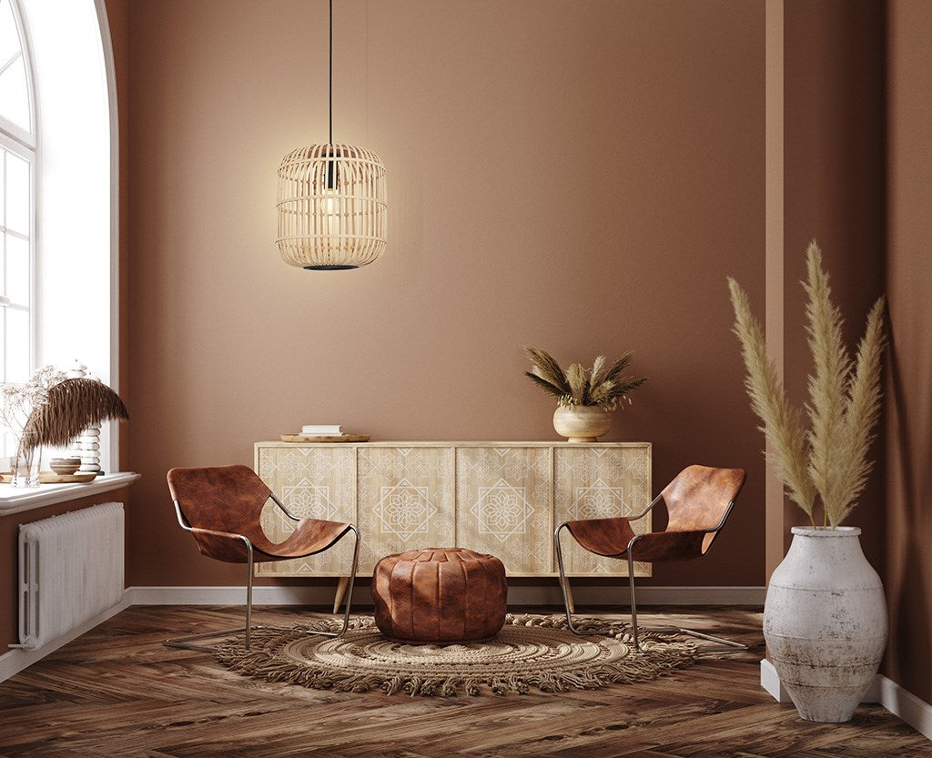 Pendant Cage Wood Finish 60W
