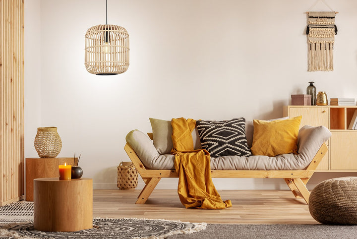 Pendant Cage Wood Finish 60W