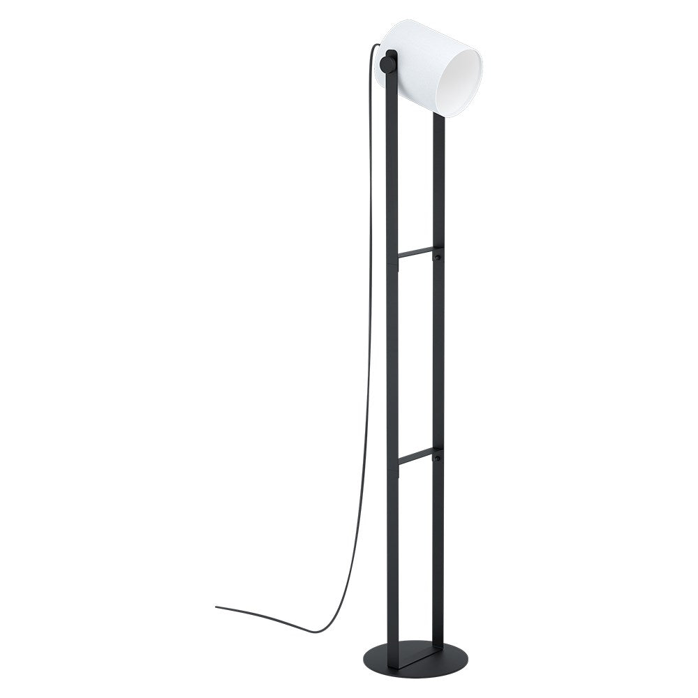 Floor Lamp Black Finish White Fabric Shade 1X15W A19 Led by Eglo