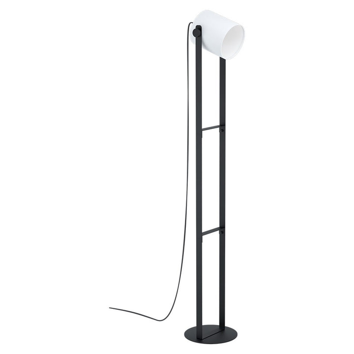 Floor Lamp Black Finish White Fabric Shade 1X15W A19 Led by Eglo