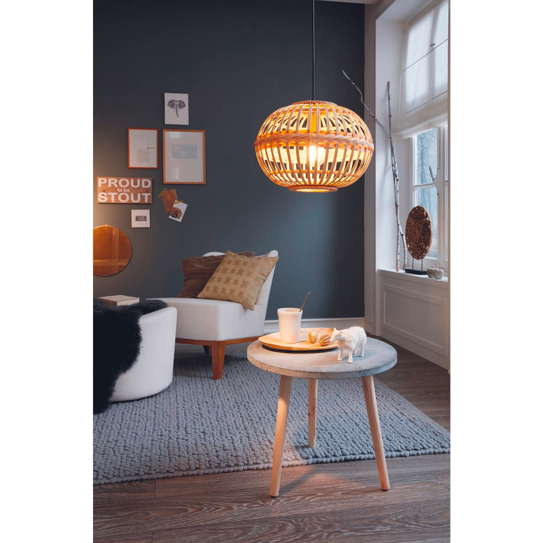 Armsfield - Pendant Brown Finish Wood Shade