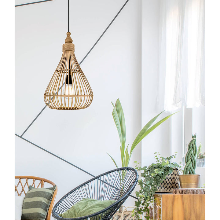 Armsfield - Pendant Brown Finish Wood Shade