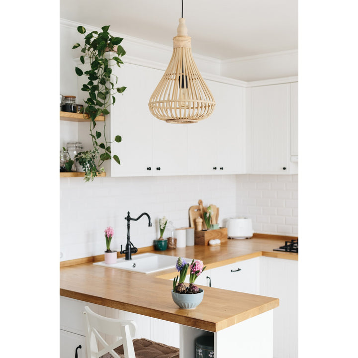 Armsfield - Pendant Brown Finish Wood Shade