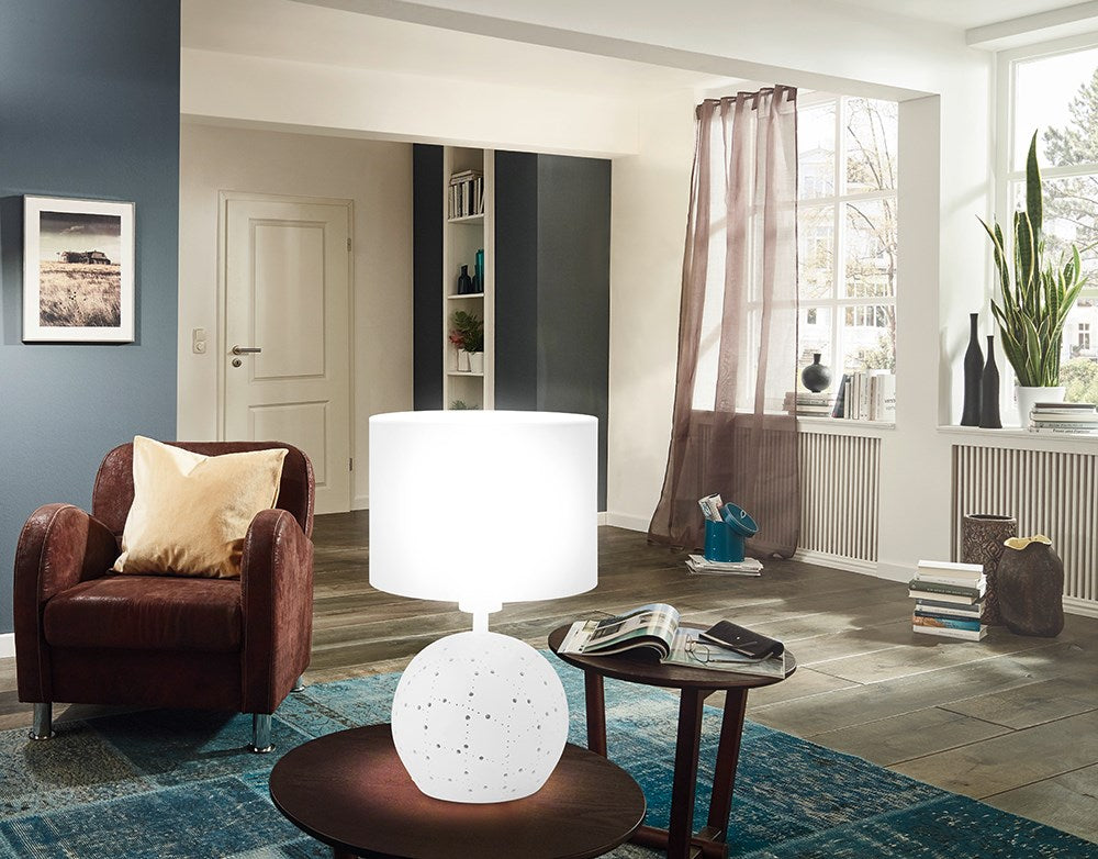 Table Lamp White White Fabric Shade