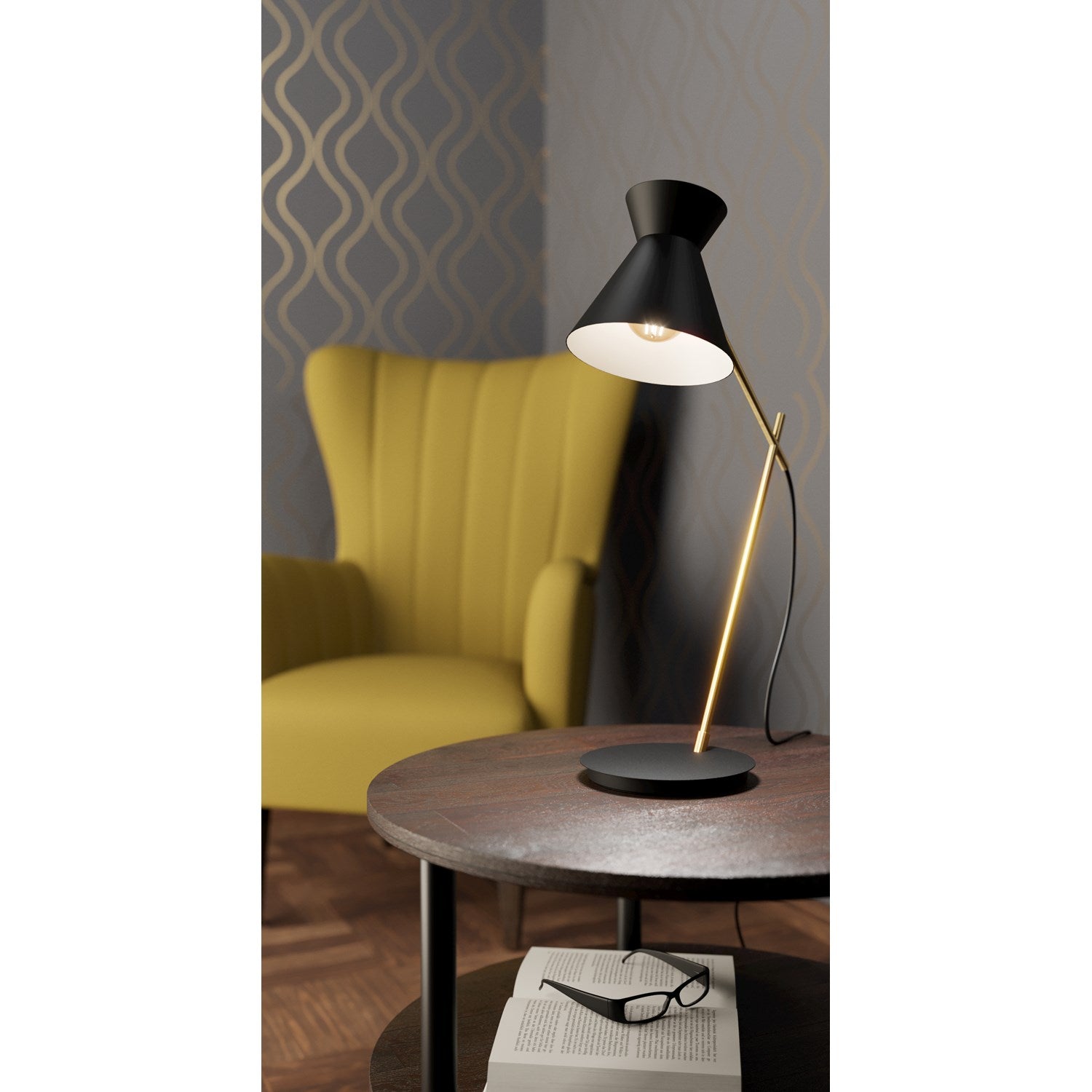 Structured Black And Brushed Brass Lamps
