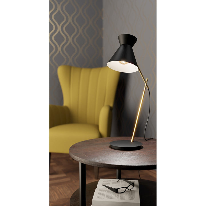 Structured Black And Brushed Brass Lamps