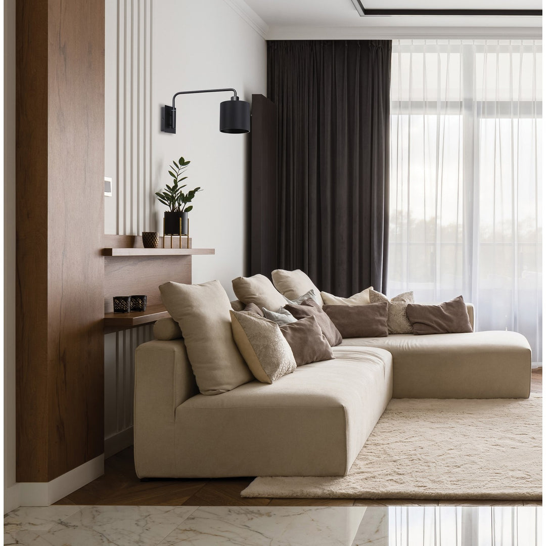 1 Lt Wall Light W/ Matte Black Finish And Black Fabric Shade