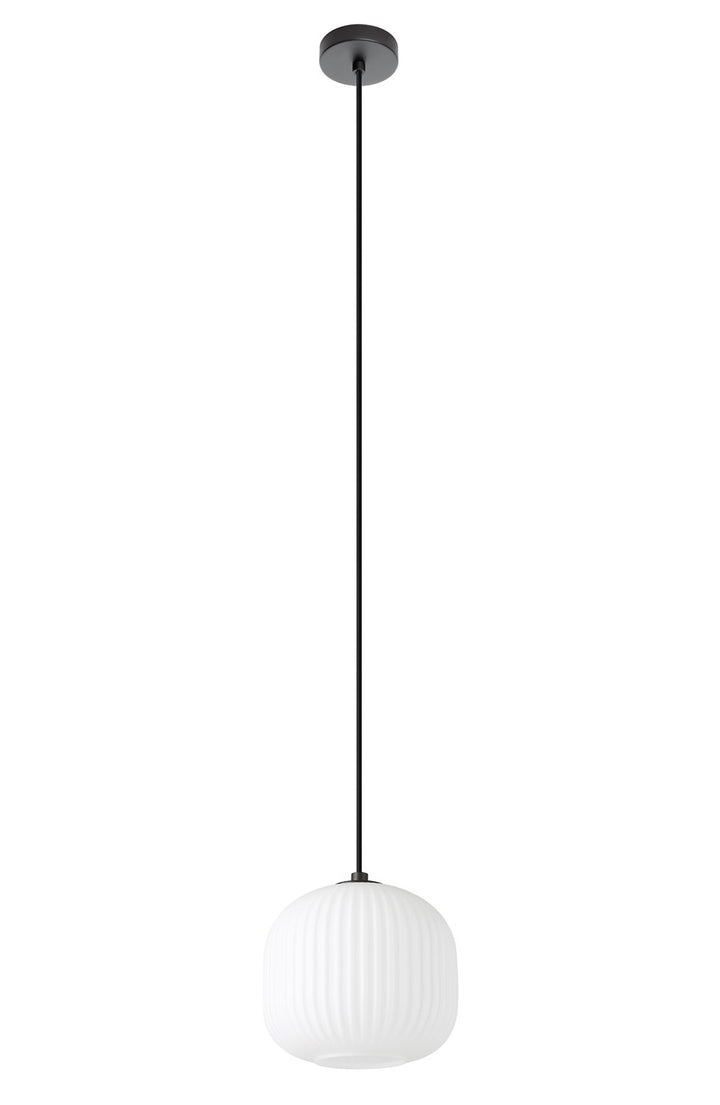1Lt Pendant W/ Black Finish And White Glass Shade by Eglo