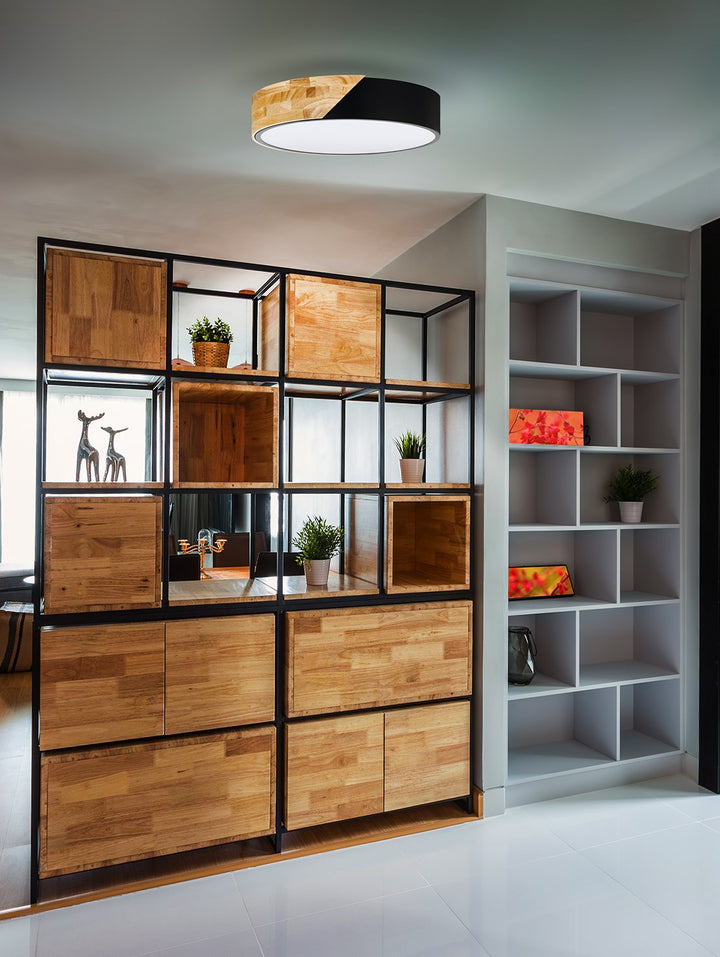 Light Wood And Black Lighting - Ceiling