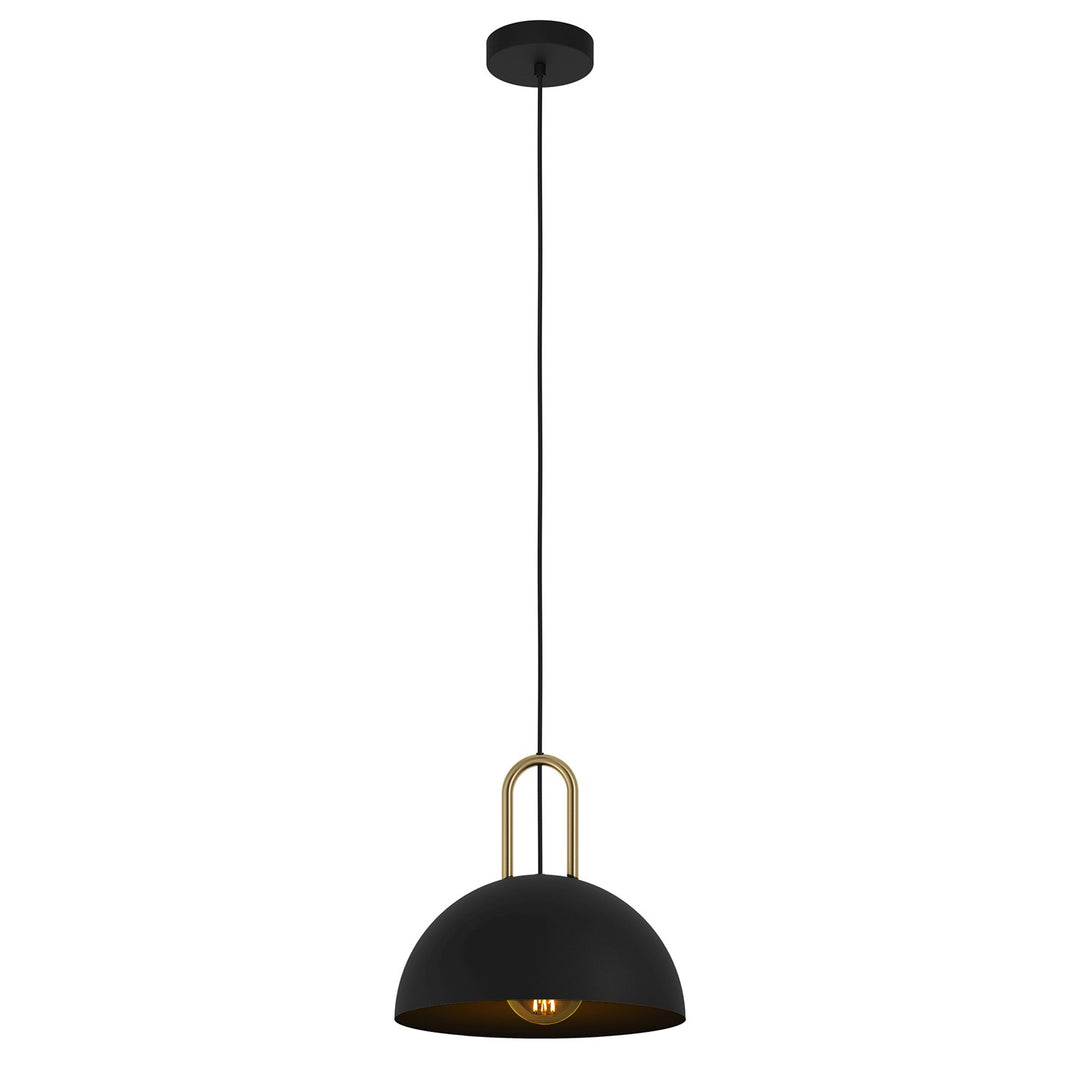 Structured Black W/ Brushed Brass Accents Pendants by Eglo
