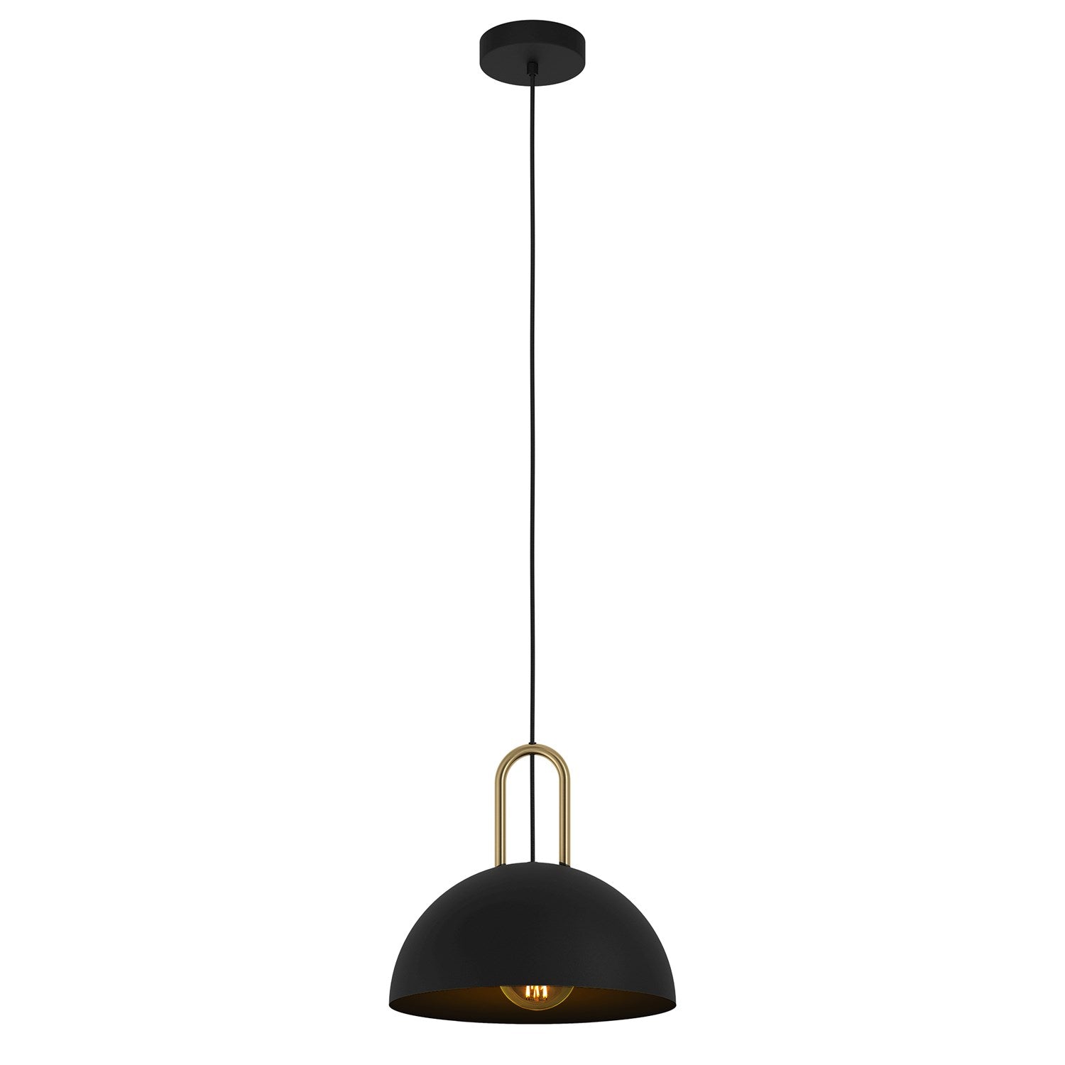 Structured Black W/ Brushed Brass Accents Pendants by Eglo