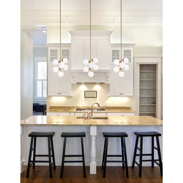 8 Light Pendant With Satin Gold Finish