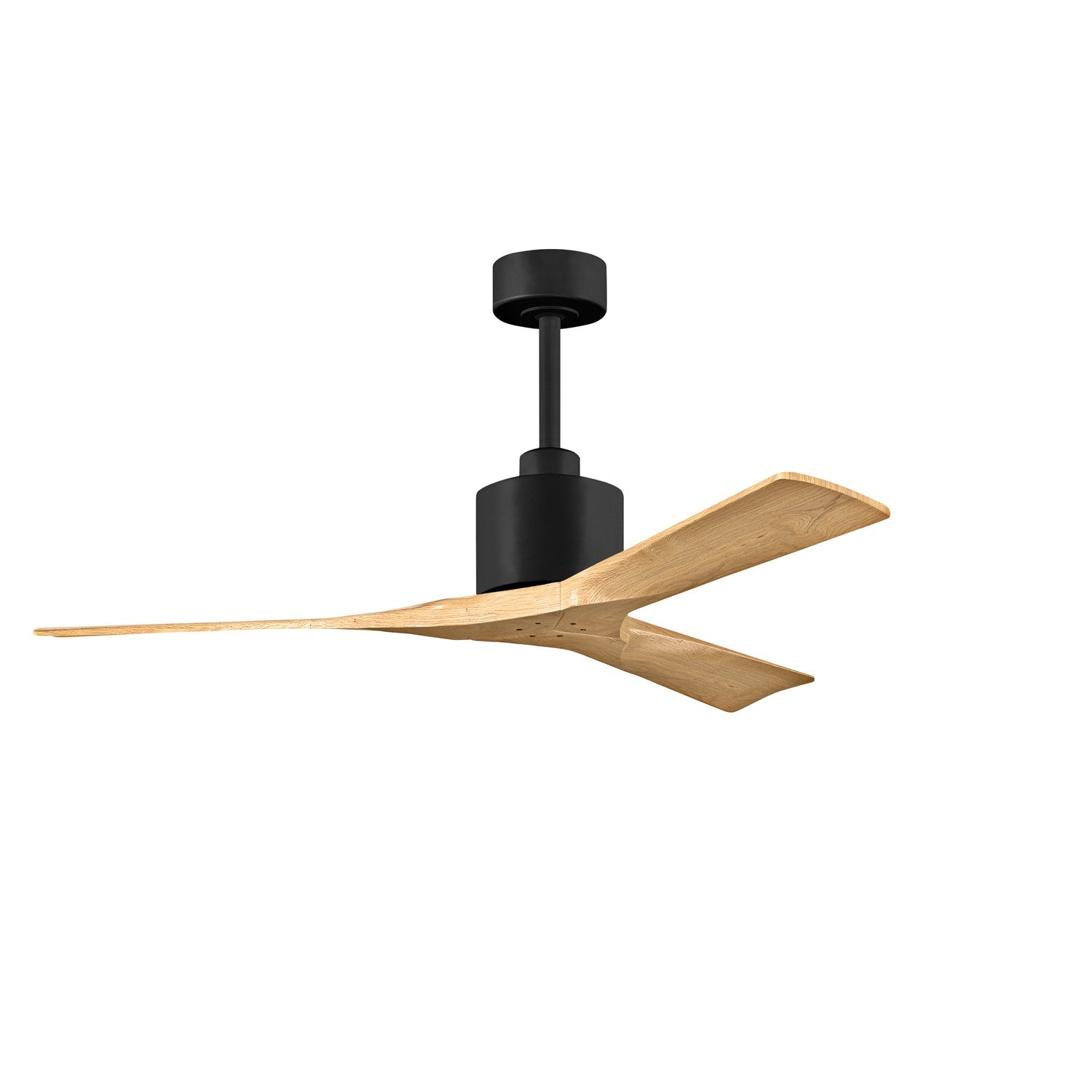 52in Ceiling Fan In Matte Black And Light Maple Tone Blades by Matthews Fan Company