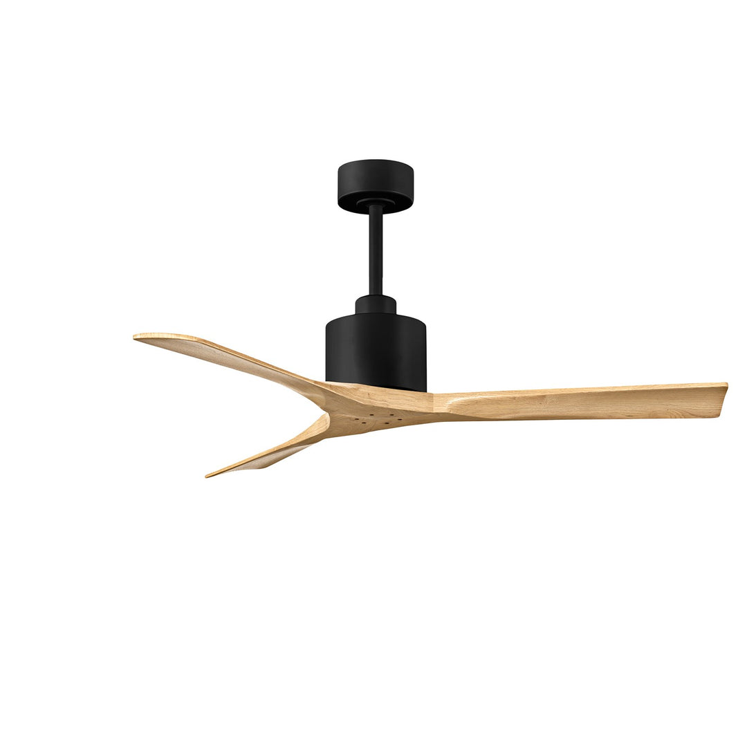 52in Ceiling Fan In Matte Black And Light Maple Tone Blades