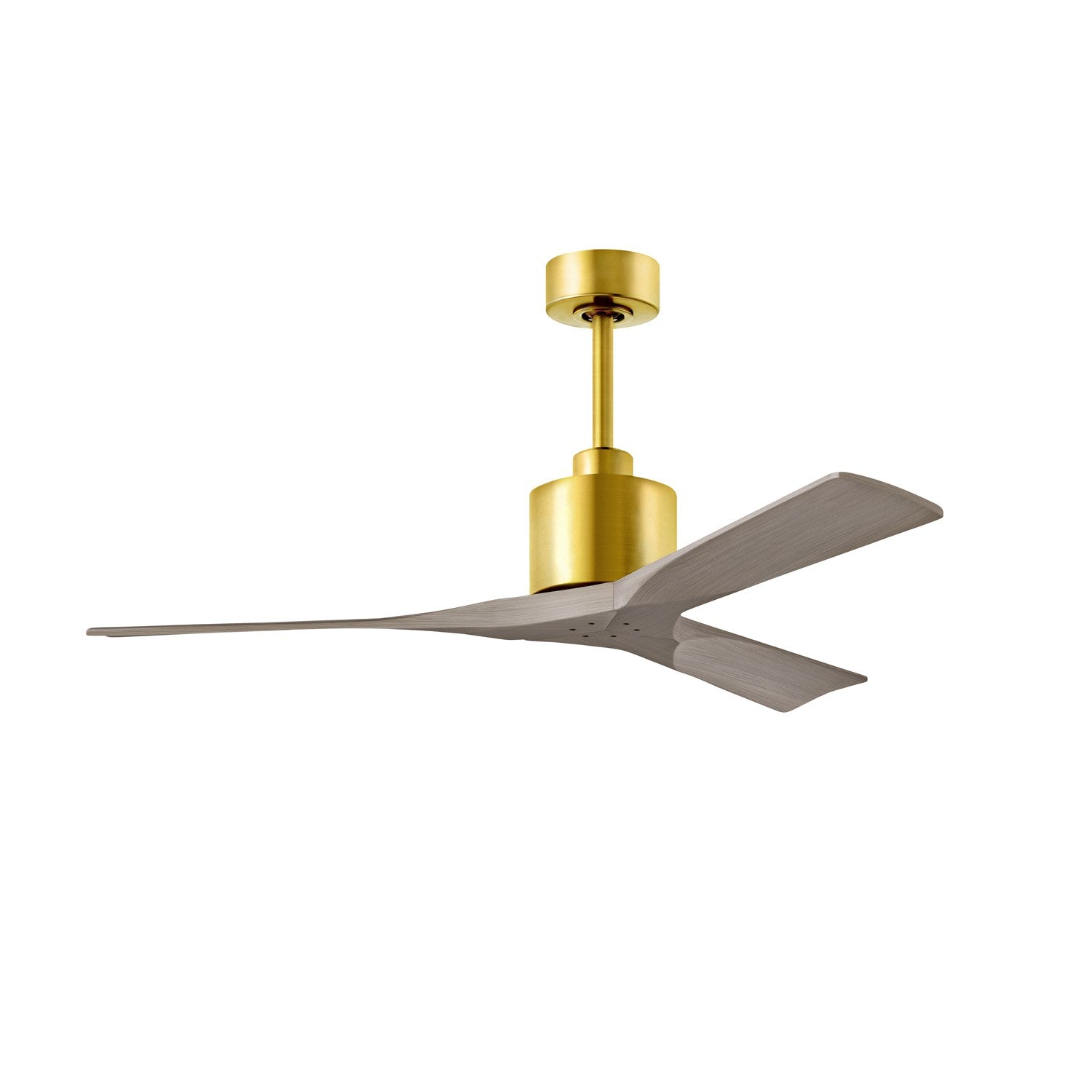 52in Ceiling Fan In Brushed Brass And Gray Ash Blades by Matthews Fan Company