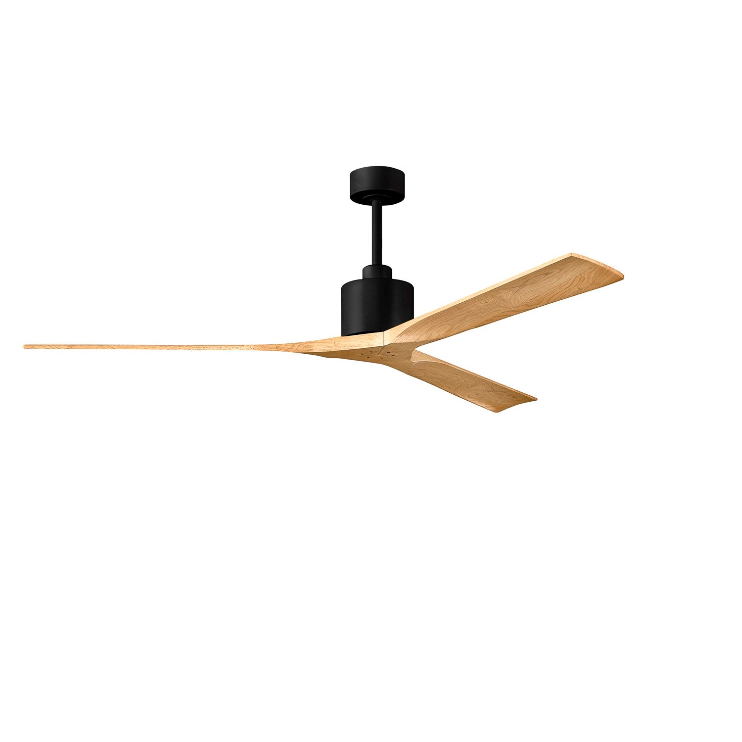 72in Ceiling Fan In Matte Black - Light Maple Tone Blades