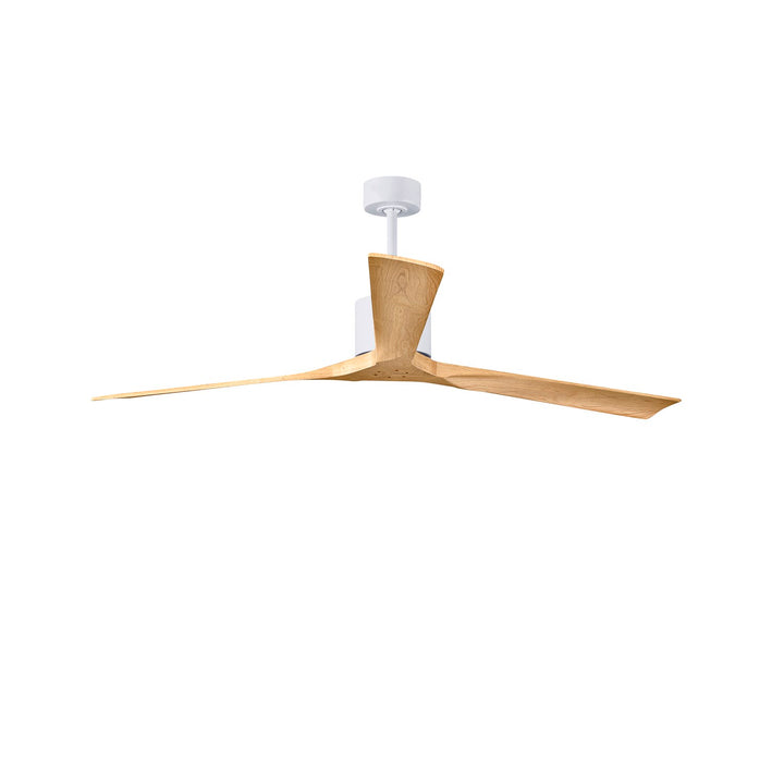 72in Ceiling Fan In Matte White - Light Maple Tone Blades