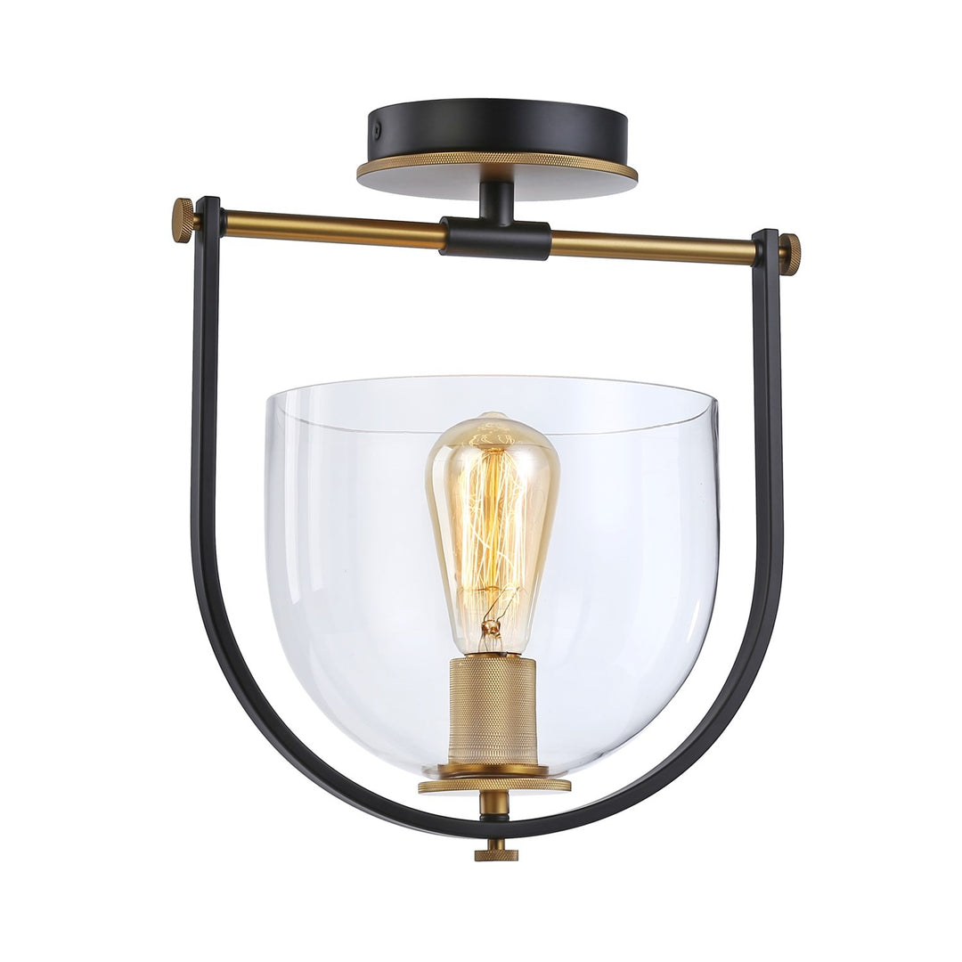 Collection 1-Light Semi-Flush Mount Black & Brass by Artcraft
