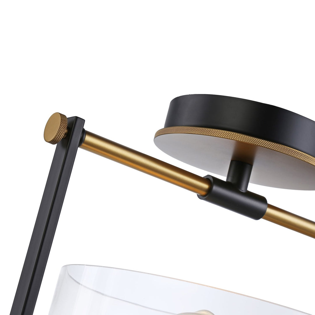 Collection 1-Light Semi-Flush Mount Black & Brass