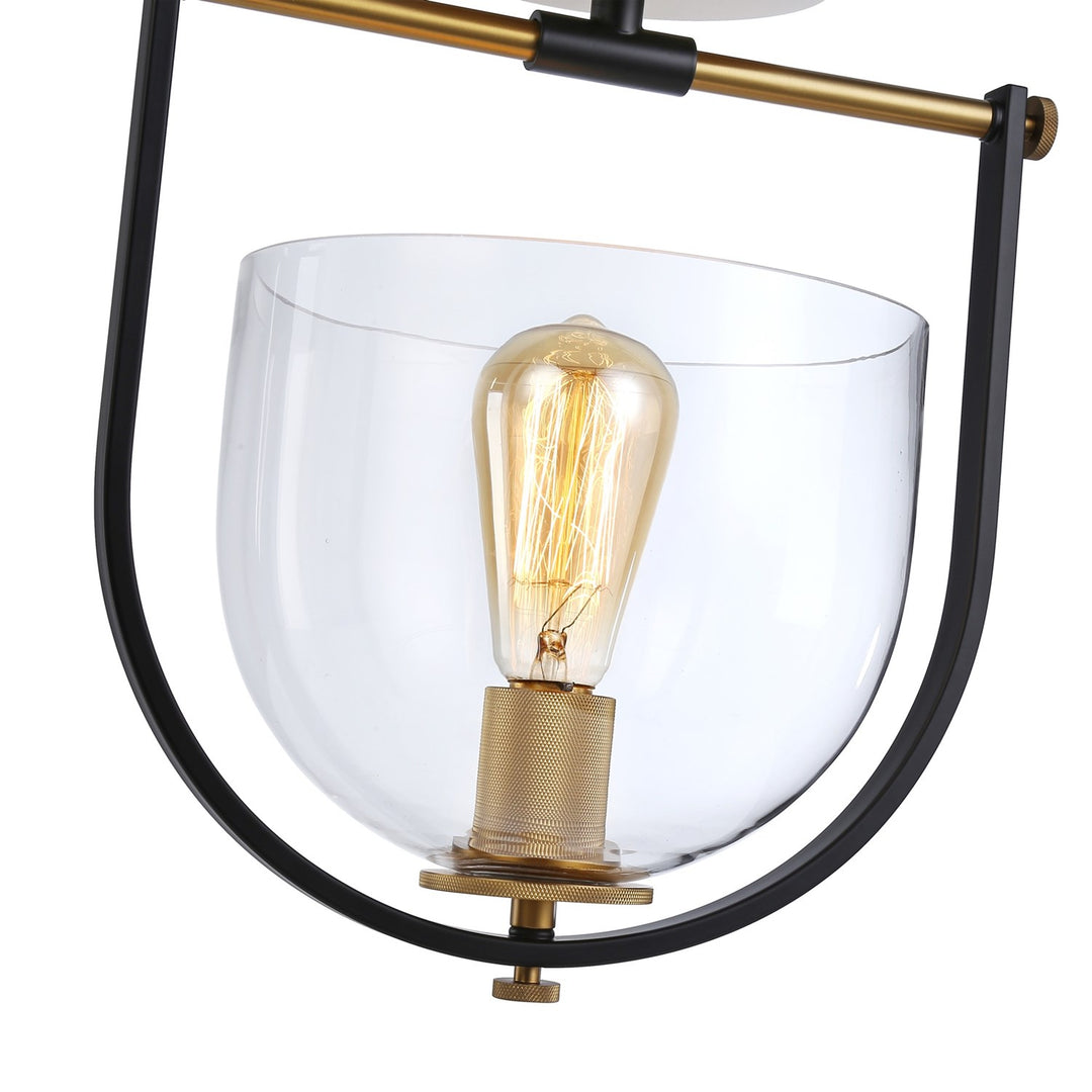 Collection 1-Light Semi-Flush Mount Black & Brass