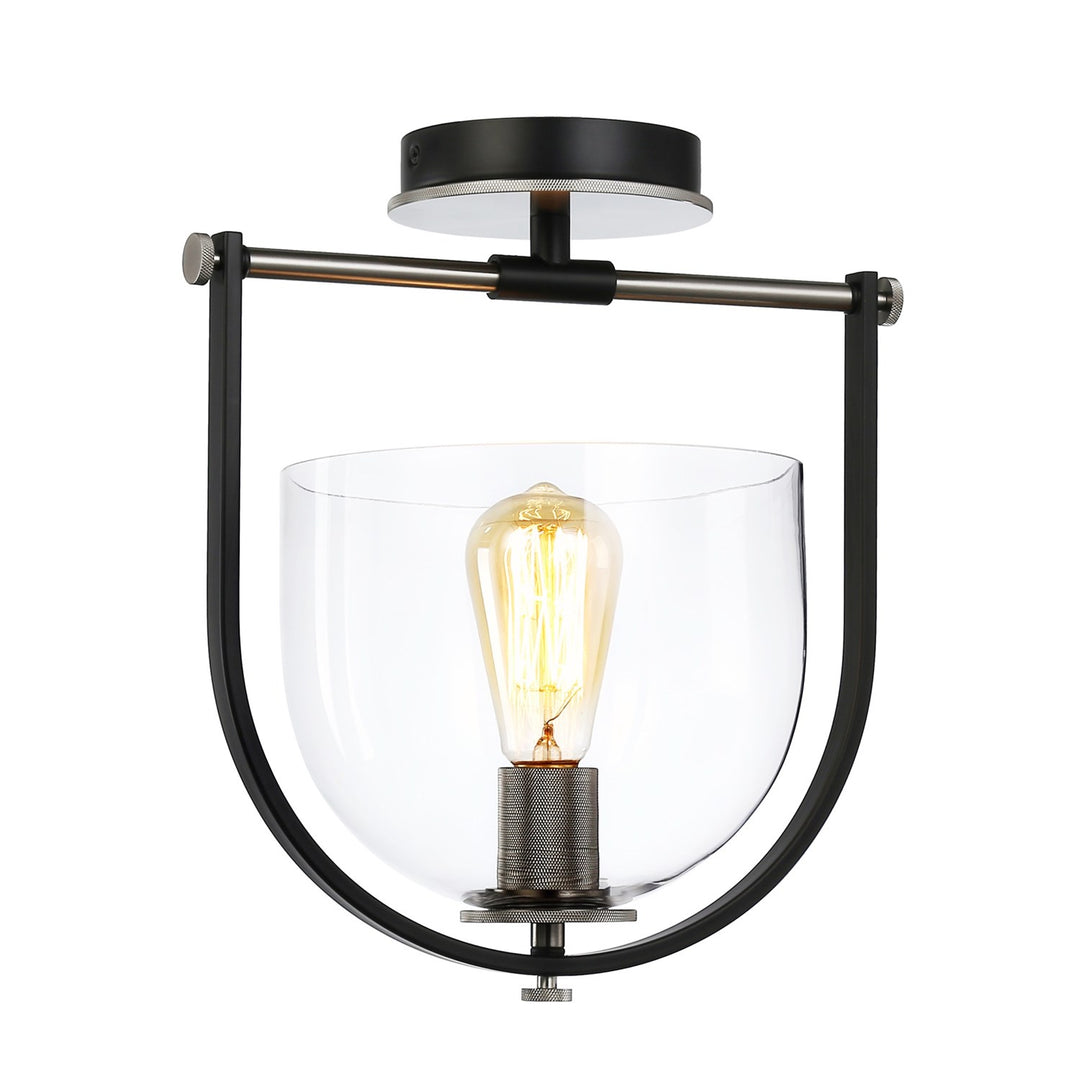 Collection 1-Light Semi-Flush Mount Black & Nickel by Artcraft
