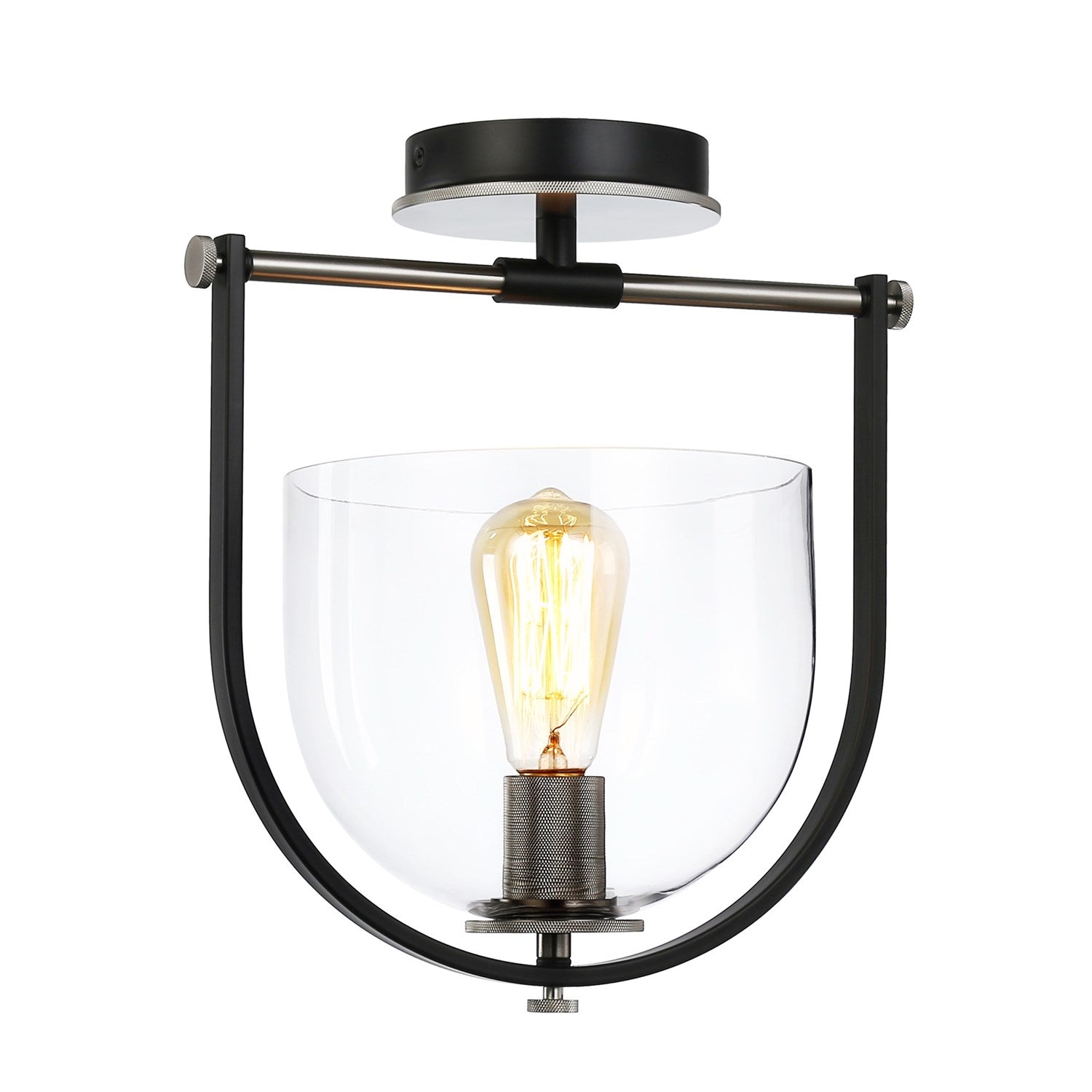 Collection 1-Light Semi-Flush Mount Black & Nickel by Artcraft