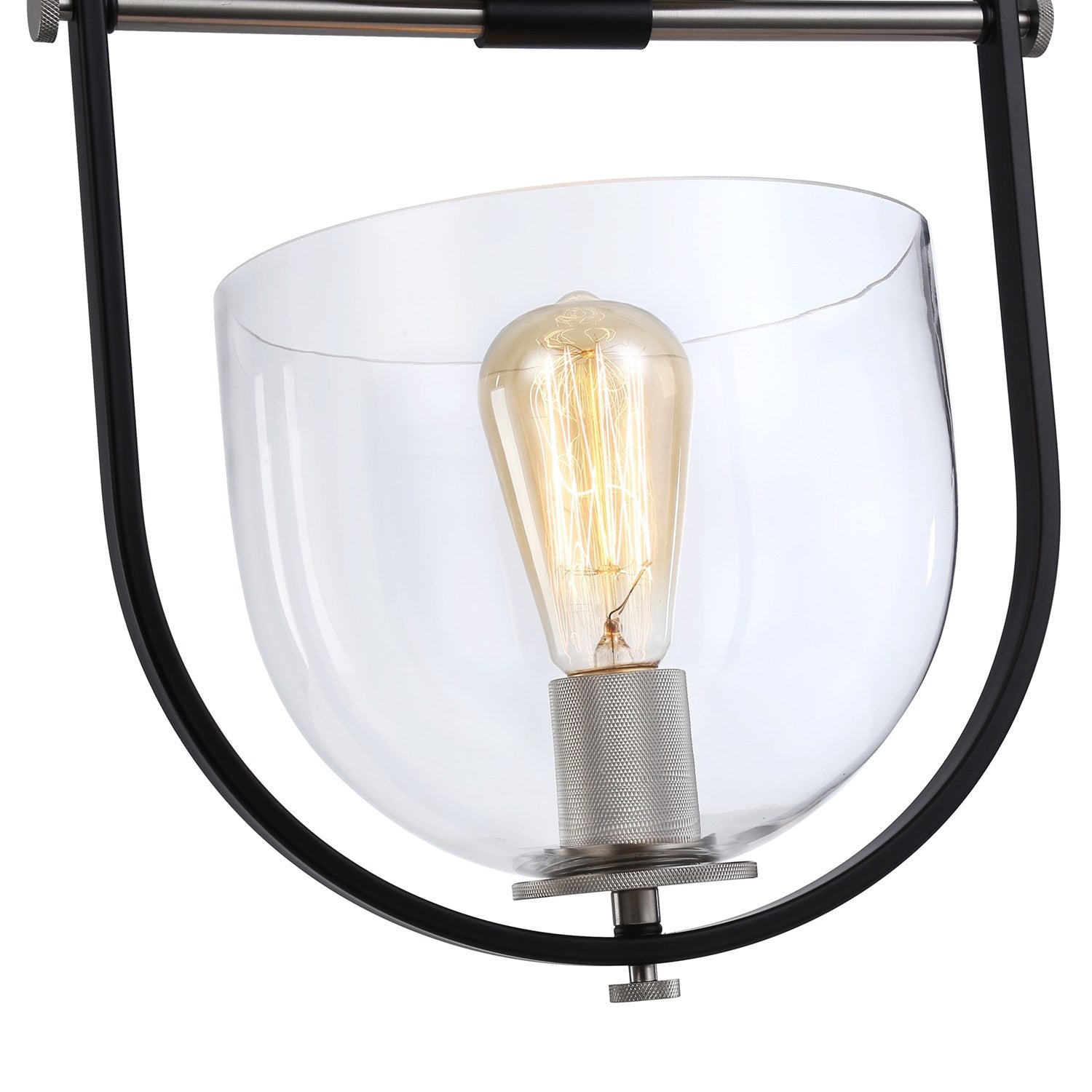 Collection 1-Light Semi-Flush Mount Black & Nickel