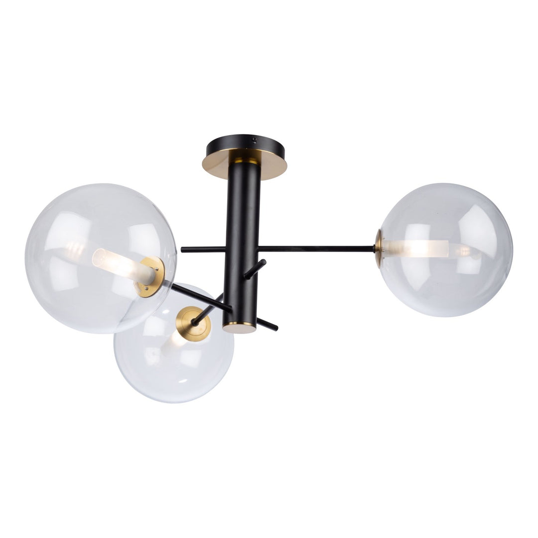 Collection 3-Light Semi-Flush Mount Matte Black & Brass by Artcraft