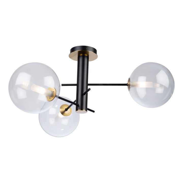 Collection 3-Light Semi-Flush Mount Matte Black & Brass by Artcraft