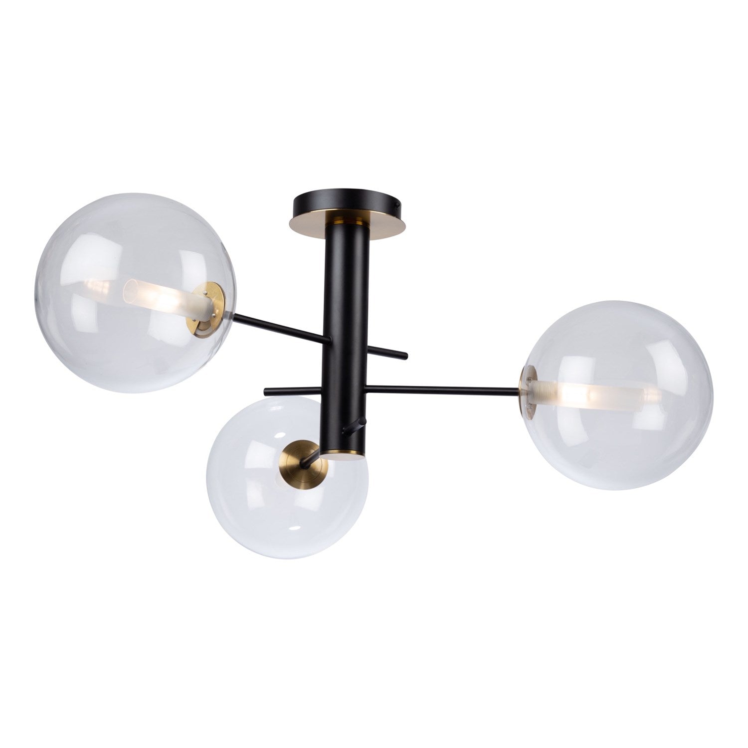 Collection 3-Light Semi-Flush Mount Matte Black & Brass