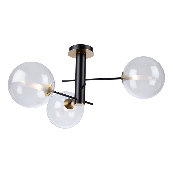 Collection 3-Light Semi-Flush Mount Matte Black & Brass