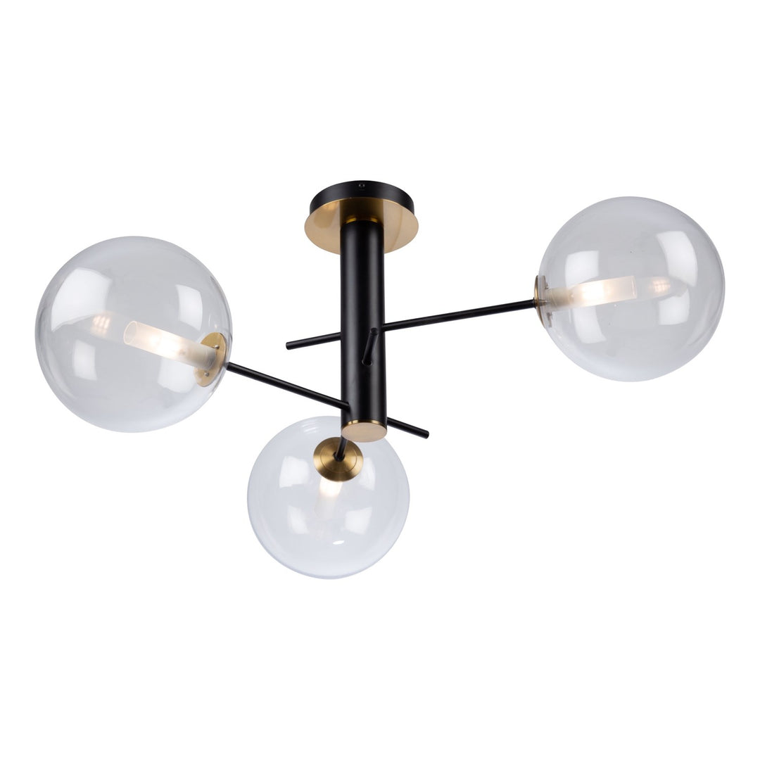 Collection 3-Light Semi-Flush Mount Matte Black & Brass