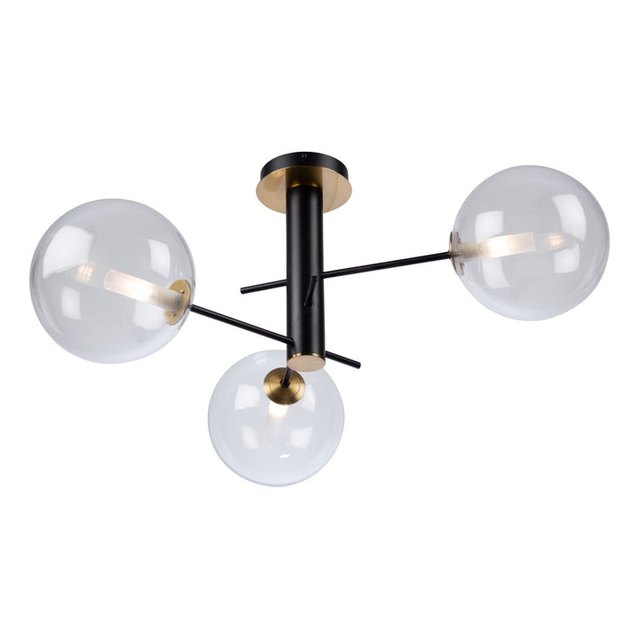 Collection 3-Light Semi-Flush Mount Matte Black & Brass