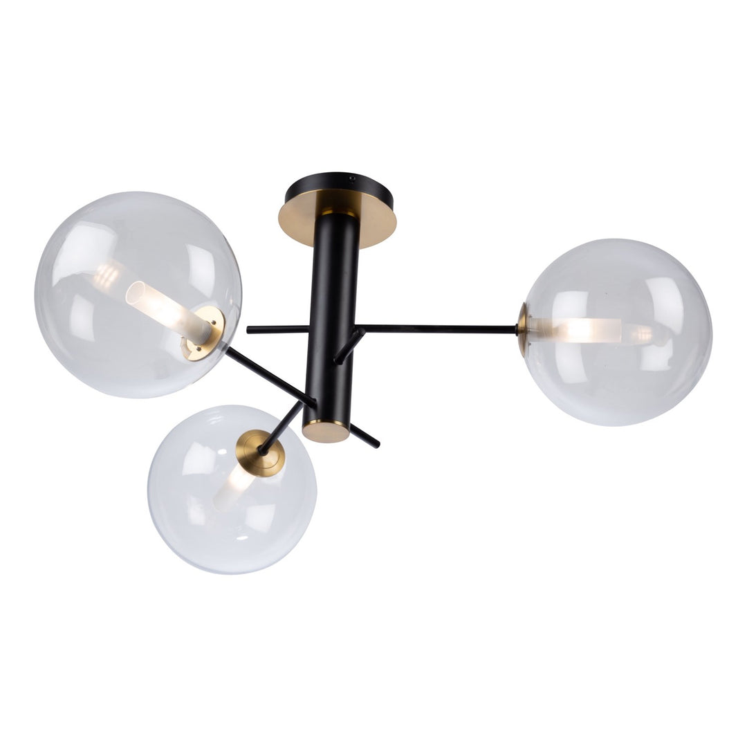 Collection 3-Light Semi-Flush Mount Matte Black & Brass