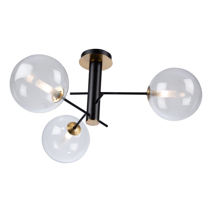 Collection 3-Light Semi-Flush Mount Matte Black & Brass