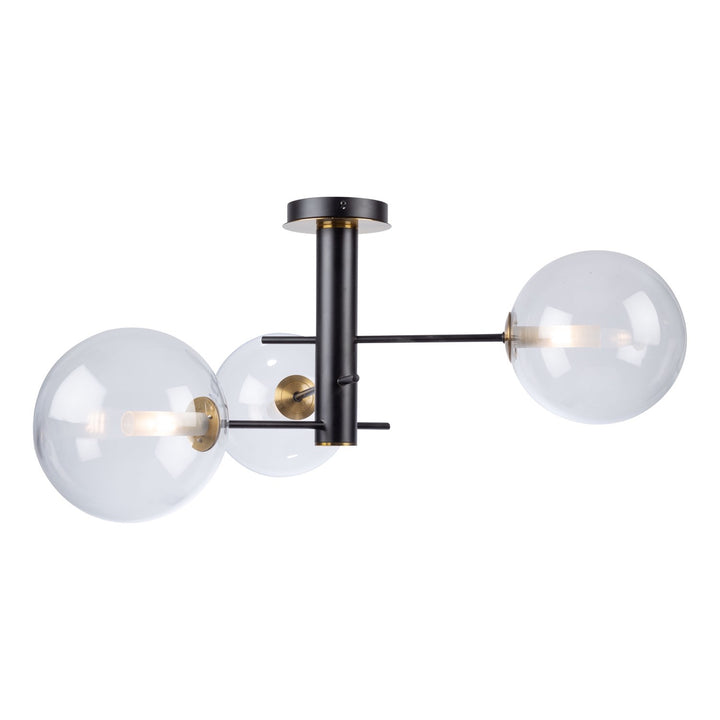 Collection 3-Light Semi-Flush Mount Matte Black & Brass