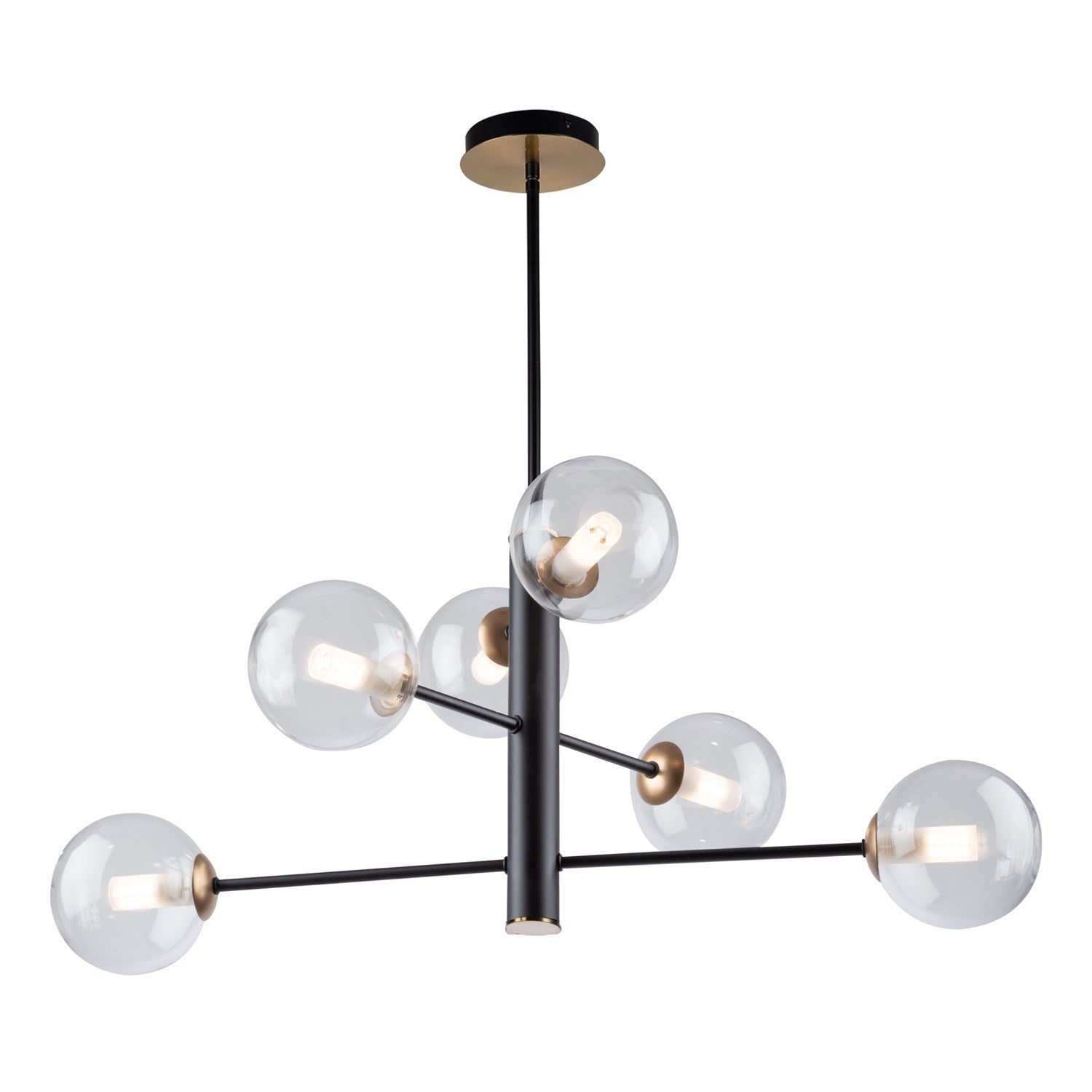 Collection 6-Light Chandelier Matte Black & Brass by Artcraft