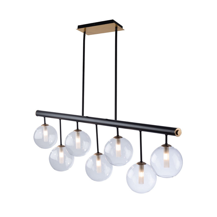 Collection 7-Light Island Light Matte Black & Brass