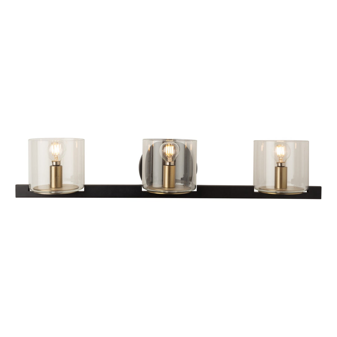 Collection 3-Light Vanity Light Black And Brass by Artcraft