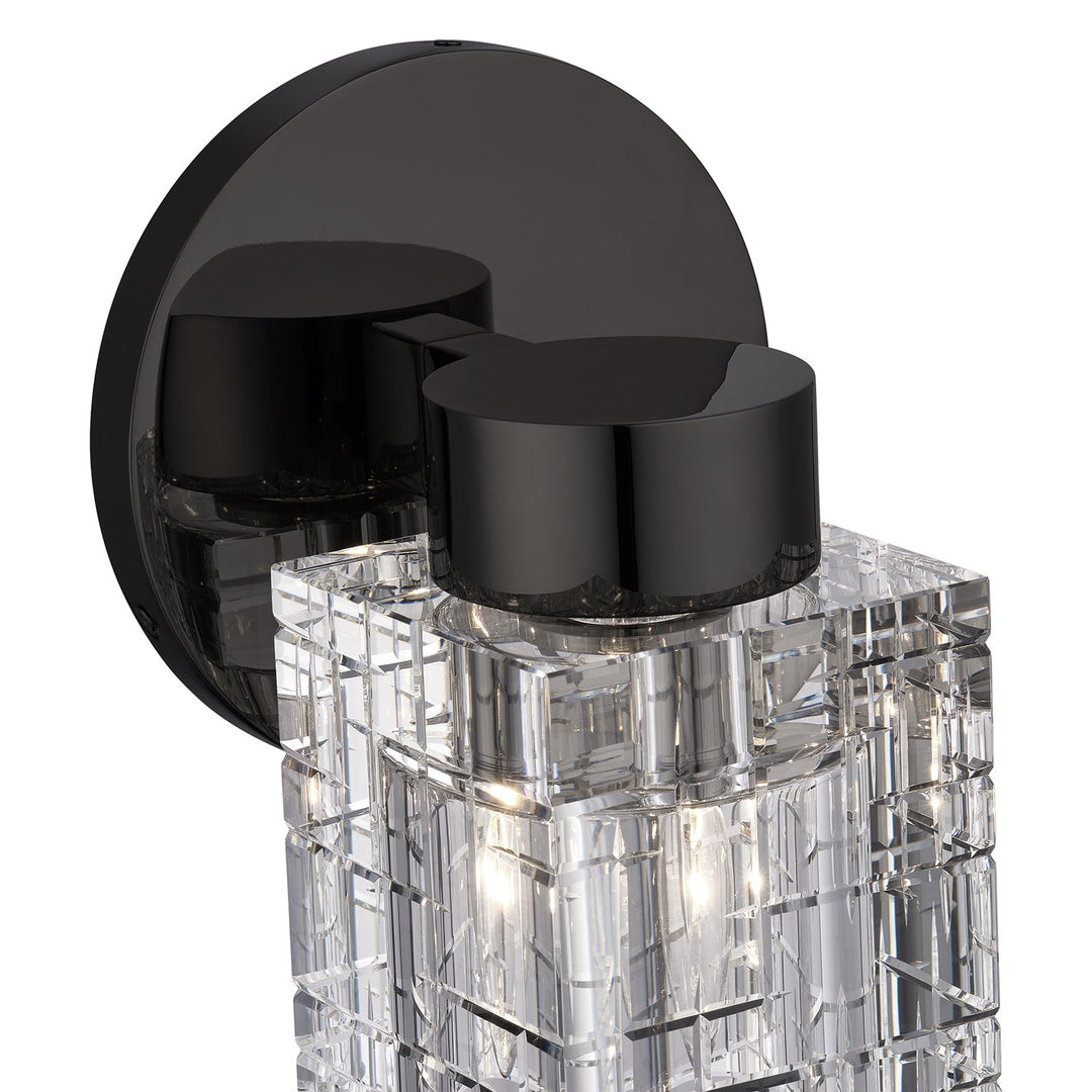 1 Light Black Chrome Crystal Single Sconce