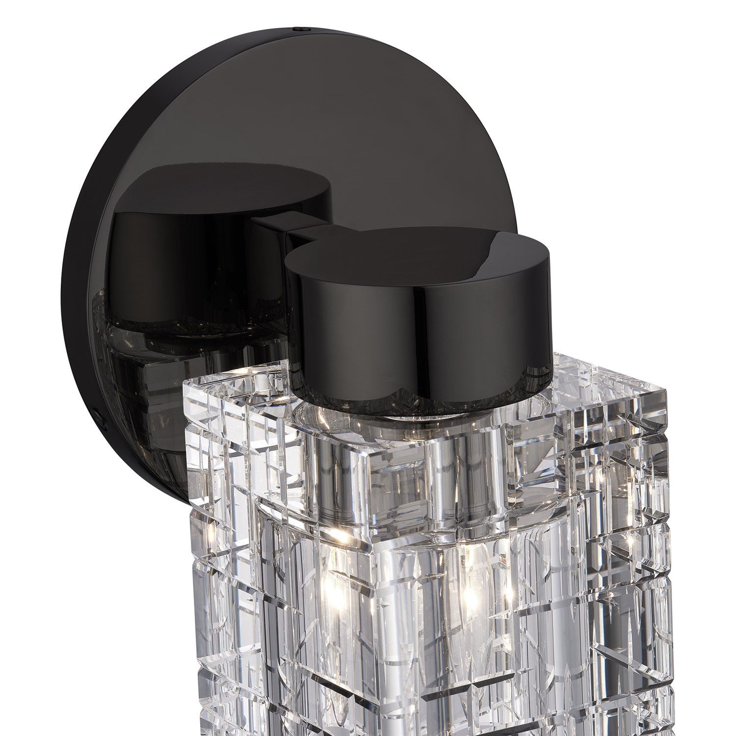 1 Light Black Chrome Crystal Single Sconce