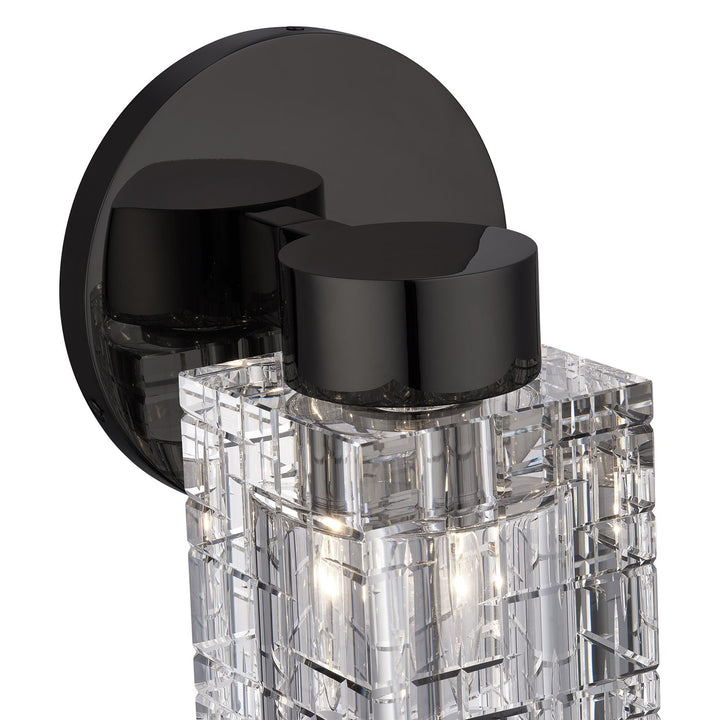 1 Light Black Chrome Crystal Single Sconce