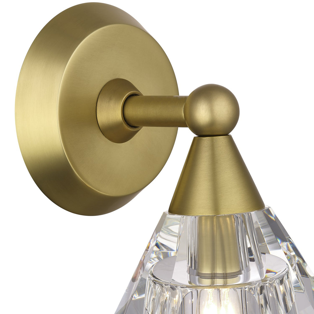1 Light Natural Brass Crystal Single Sconce