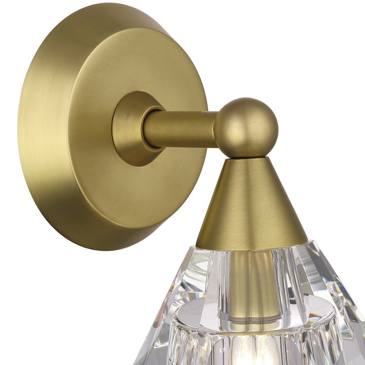 1 Light Natural Brass Crystal Single Sconce